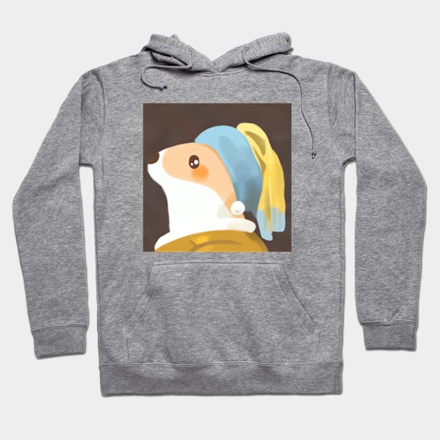 Corgi with a Pearl Earring Hoodie by Searlitnot